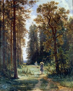 Sti gennem skoven Rydder landskab i en skov. Maleri af Ivan Ivanovich Shishkin (1832-1898) 1880 St. Petersborg, Eremitagemuseet af Ivan Ivanovich Shishkin