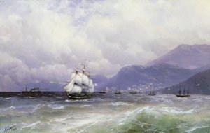 Et kystlandskab med forsendelse ud for Trebizond, 1888 af Ivan Konstantinovich Aivazovsky