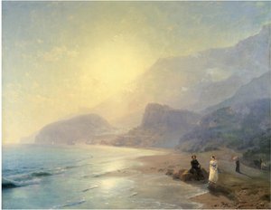Alexander Pushkin og prinsesse Maria Raevskaya nær Gurzuf, 1886 af Ivan Konstantinovich Aivazovsky