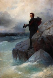 Farvel, frit element, o Hav! Alexander Pushkin ved Sortehavet, 1877. af Ivan Konstantinovich Aivazovsky