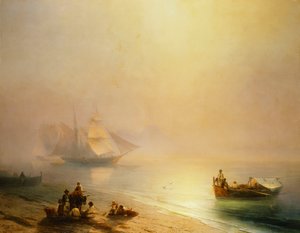 Fiskere ved kysten, Napoli-bugten, 1873 af Ivan Konstantinovich Aivazovsky