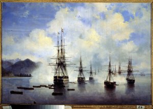 Landingen af ​​general Nikolai Nikolaievitch Raievsky i Subashi (Ukraine) i juli Episode af erobringen af ​​Kaukasus. Maleri af Ivan Konstantinovich Aivazovsky (Ivan Konstantin af Ivan Konstantinovich Aivazovsky
