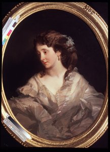 Portræt af Alexandra Chelischeva. (Portræt af A. Chelischeva). Maleri af Ivan Kosmich Makarov (1822-1897), olie på lærred, ca. 1860. Russisk kunst, 1800-tals portræt. Statens Tretyakov-galleri, Moskva.