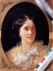 Portræt af grevinde Darya Olsufjeva (1836-?) (Portræt af grevinde D. Olsufjeva). Maleri af Ivan Kosmich Makarov (1822-1897), olie på lærred