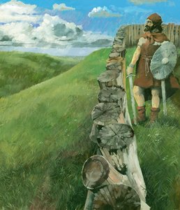 Jernaldermand på Liddington Castle Hillfort, Swindon, Wiltshire, 1994 af Ivan Lapper