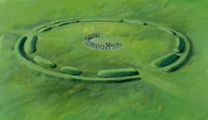 Stonehenge: tredje fase begynder med opstillingen af blåstenene i en dobbelt halvmåne af Ivan Lapper