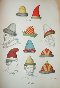 Russisk hovedbeklædning fra det 15. og 16. århundrede, 1850-1852 af Ivan Mikhaylovich Snegirev