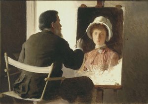 Kramskoy maler et portræt af sin datter, 1884 af Ivan Nikolaevich Kramskoy