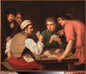 Les Trichers (The Cardsharps) - Maleri af Ivan Philippovich TupyLev (ToupyLev) (1758-1821), olie på lærred af Ivan Philippovich Tupylev