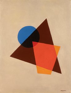 Komposition med gennemsigtig rød, brun og blå, 1920. af Ivan Vassilyevich Klyun