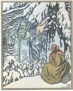 Illustration til eventyret Morozko, 1932 af Ivan Yakovlevich Bilibin