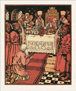 Illustration til eventyret om fiskeren og fisken, 1933 af Ivan Yakovlevich Bilibin
