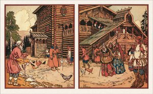 Illustration til eventyret om fiskeren og fisken, 1933 af Ivan Yakovlevich Bilibin