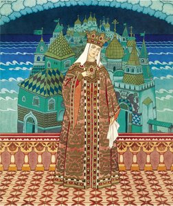 Militrissa. Kostumedesign til operaen The Tale of Tsar Saltan af N. Rimsky-Korsakov af Ivan Yakovlevich Bilibin