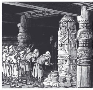 Tilbedelsen af guden Svetovid, 1934 af Ivan Yakovlevich Bilibin