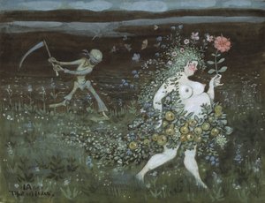 La Vie et la Mort - Liv og død, af Arosenius, Ivar (1878-1909). Akvarel, Gouache på papir