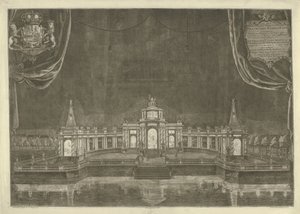 Belysning af teatret i Haag før freden i Aachen, 1749 af Iven Besoet