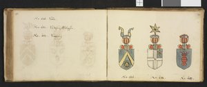 Illustration hentet fra et privat arkiv i Nationalbiblioteket med titlen Insignia quædam virorum illustrium in Norvegia quodam habitantium af Iver Nielssøn Hirtzholm af Iver Hirtzholm