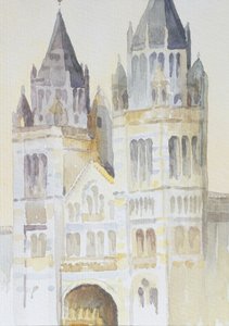 Hovedindgangen til The Natural History Museum, London, dagtimerne, 1994 (wc på papir) af Izabella Godlewska de Aranda