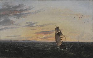Et havlandskab. Kysten af øen Rügen i aftenlys af Johan Christian Dahl