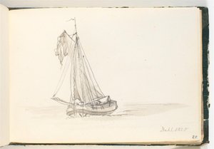 Et stort sejlskib i smult vande af Johan Christian Dahl