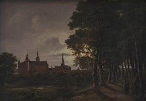 Frederiksborg Castle by Moonlight af Johan Christian Dahl
