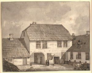 Gaardinteriør fra Sorø af Johan Christian Dahl