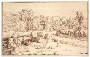 Landskab med rester af en dysse af Johan Christian Dahl