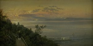 Udsigt fra bakkerne over Castellamare ved Napoli af Johan Christian Dahl