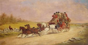 The Royal Mail Coach between the Fox and the Hunt, 1881 af J.C. Maggs