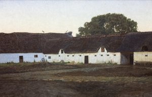 En gård i Vendsyssel. Solnedgang af J.C. Schlichtkrull