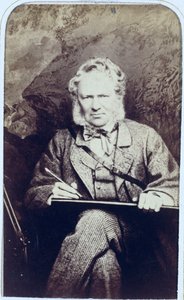 Portræt af Sir Edwin Landseer (1802-73) (albumin print) af J.C. Watkins