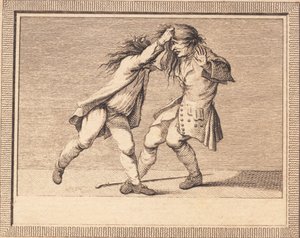 Den satiriske forfatter og den kritiserede i hårene på hinanden af J.F. Clemens