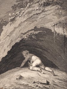 Den slagne Niels Klim kryber ind i hulen af J.F. Clemens