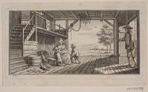 En bagtil åben forstue i en bygning af J.F. Clemens