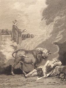 Niels Klim troer at høre degnen i Fane Kirke. II af J.F. Clemens