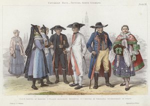 Kaukasisk race, germanere, nordtyskere (farvet indgravering)