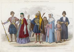 georgiske, tsjerkassiske og armenske racer (farvet indgravering)