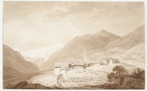 Landsbyen Airolo i Alperne af J.L. Lund