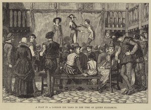 Et skuespil i en London Inn Yard i Dronning Elizabeths tid