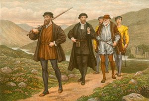 John Knox bærer sværdet før George Wishart, efter attentatforsøget ved Dundee