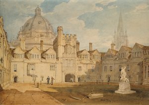 En udsigt fra indersiden af Brazen Nose College Quadrangle, Oxford, 1803-1804 af Joseph Mallord William Turner