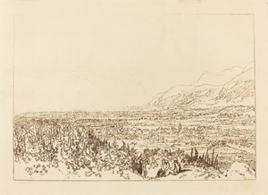 Alpernes kæde fra Grenoble til Chamberi, udgivet 1812. af Joseph Mallord William Turner