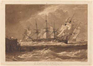 Ships in a Breeze, udgivet 1808. af Joseph Mallord William Turner