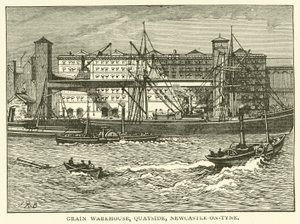 Grain Warehouse, Quayside, Newcastle-on-Tyne (gravering) af J.R. Brown