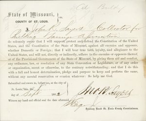 Loyalitet ed af John R. Sayers fra Missouri, County of St. Louis af J.R. Sayers