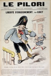 Undervisningsfrihed af Gibet: The Guard - Du kan skrige far! Borgmesteren har beordret at fylde Laique-skolen og... den vil blive fyldt (karikatur på Laique-skolen), forsiden af "" Le Pilori"" den 31. oktober