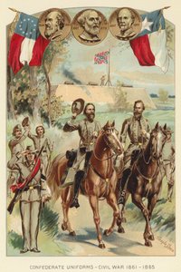 Konfødererede uniformer, borgerkrig 1861-1865 (farve litho)
