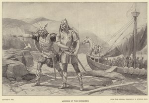 Nordboernes landgang (litho) af J. (after) Steeple Davis