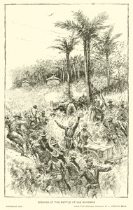 Åbning af slaget ved Las Guasimas (litho)
